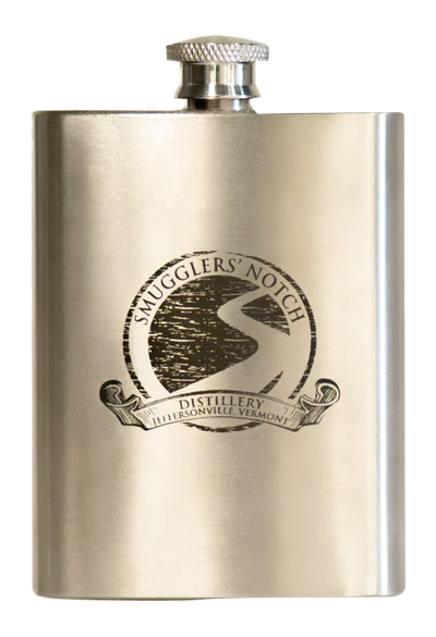 Classic Stainless Steel Flask with Vintage Logo, 4 oz